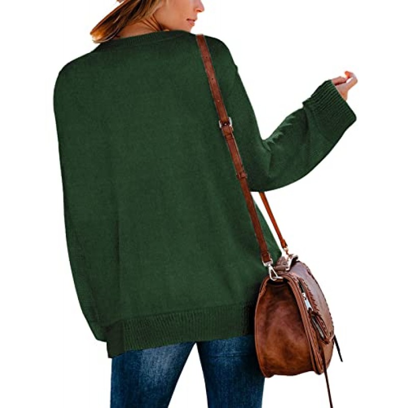 NIASHOT 여성용 스웨터 가을 크루넥 긴 소매 레깅스용 오버사이즈 튜닉 탑