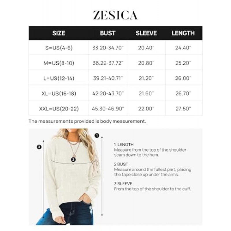 ZESICA 여성용 2023 가을 긴 소매 크루 넥 와플 니트 캐주얼 루즈 오버 사이즈 풀오버 스웨터 점퍼 탑