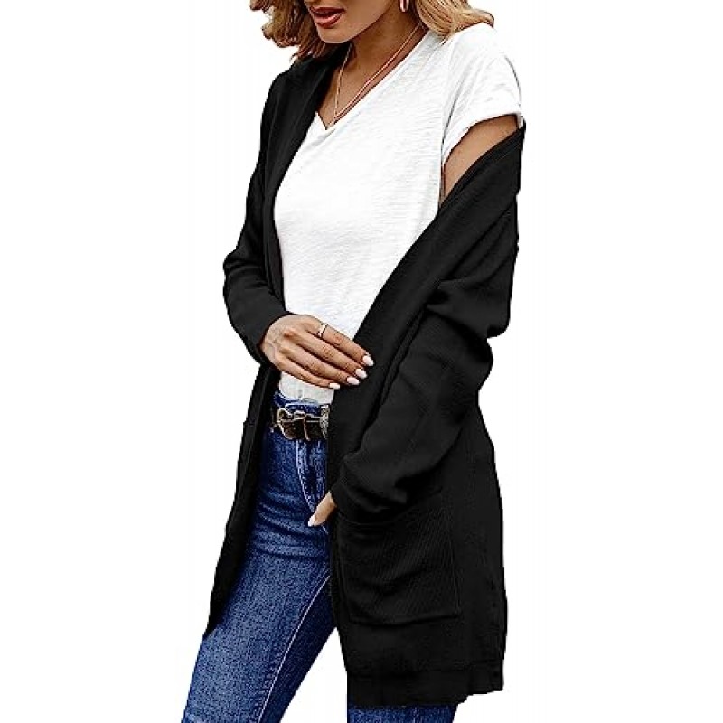 ANIXAY 여성용 카디건 캐주얼 오픈 프론트 니트 코트 긴 소매 경량 스웨터 (포켓 포함) Soft Outwear