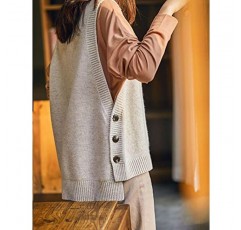 HangNiFang 여성용 라운드 넥 민소매 풀오버 골지 니트 스웨터 조끼 탑