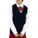 Blostirno 여성용 스웨터 조끼 V 넥 JK 유니폼 킨트 조끼 솔리드 클래식 민소매 풀오버 스웨터 탑