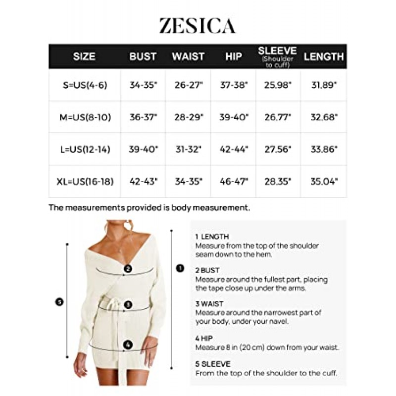 ZESICA 여성 2023 가을 긴 배트윙 슬리브 랩 V 넥 니트 백리스 바디콘 풀오버 스웨터 드레스(벨트 포함)