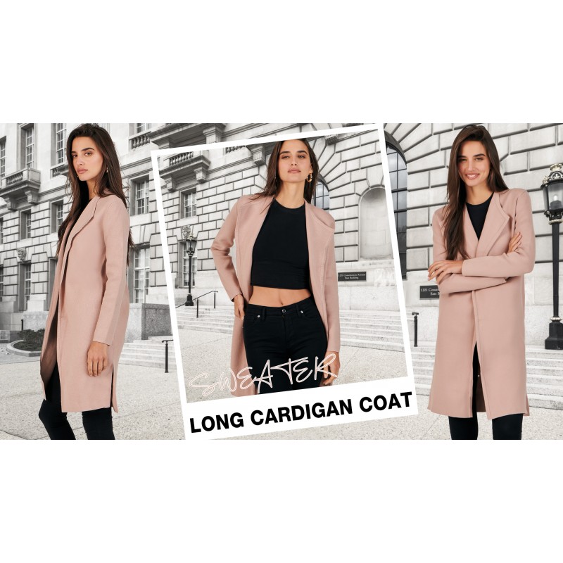 Caracilia Womens 롱 니트 카디건 스웨터 오버 사이즈 오픈 프론트 긴 소매 옷깃 캐주얼 자켓 가을 코트 Dressy Coatigan
