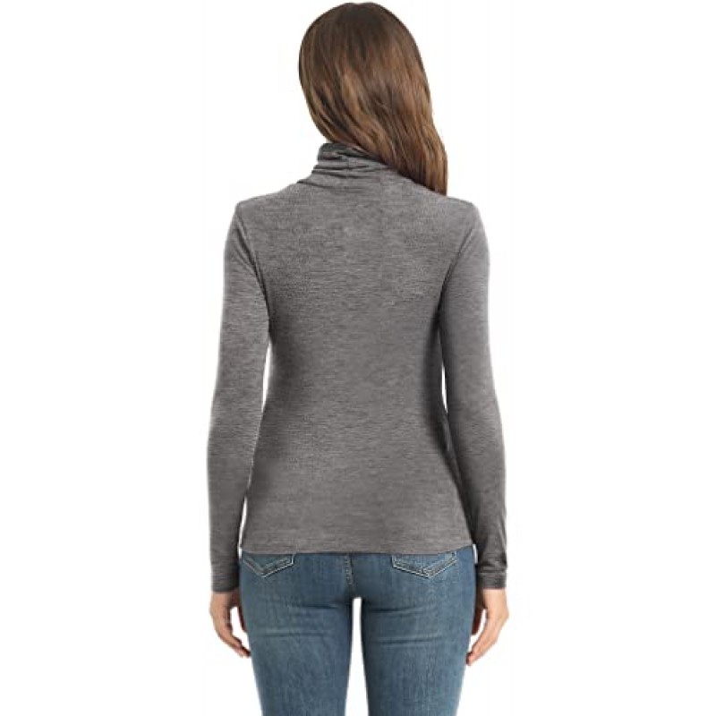 여성 캐주얼 긴 소매 터틀넥 탑 슬림핏 경량 베이스 레이어 셔츠