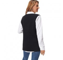 Fuinloth 여성용 오버 사이즈 스웨터 조끼 V 넥 니트 튜닉 민소매 풀오버 탑