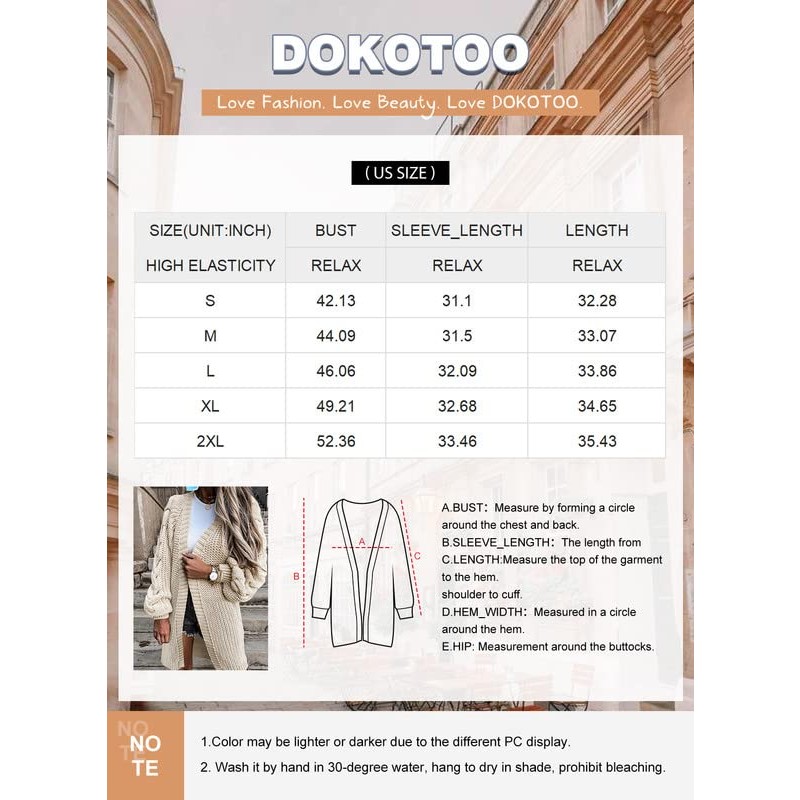 Dokotoo Womens 2023 겨울 가을 캐주얼 오픈 프론트 니트 롱 가디건 스웨터 코트