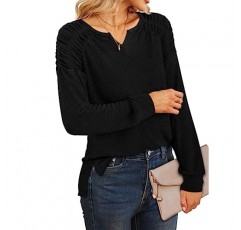 XIEERDUO 여성용 긴 소매 튜닉 탑 레깅스 크루넥 셔츠 솔리드 컬러
