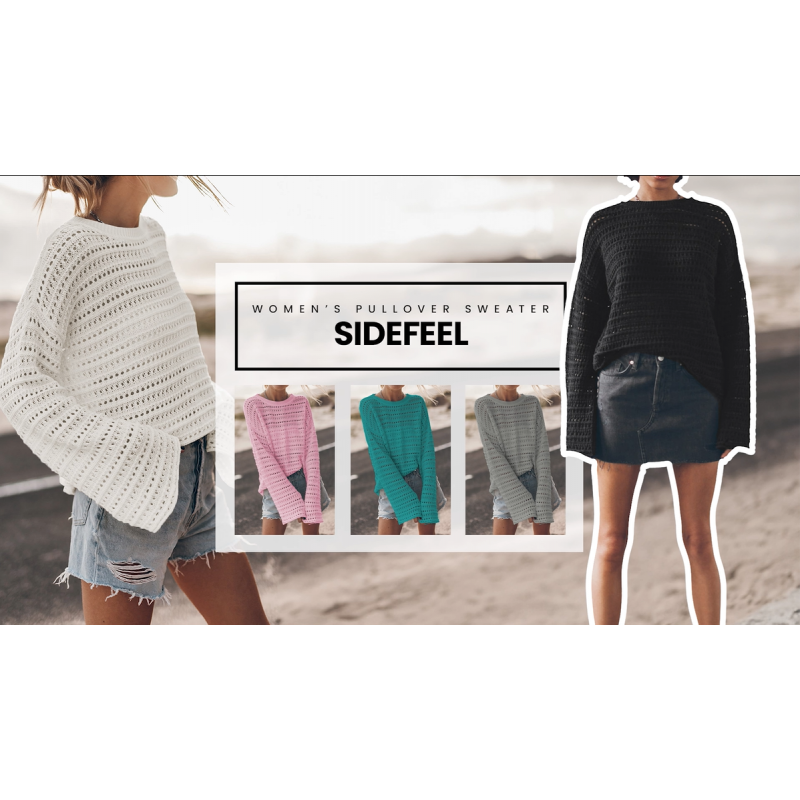 Sidefeel Womens 2023 가을 옷 패션 크로 셰 뜨개질 탑 긴 소매 스웨터 경량 셔츠 오버 사이즈 니트 크로 셰 뜨개질 스웨터