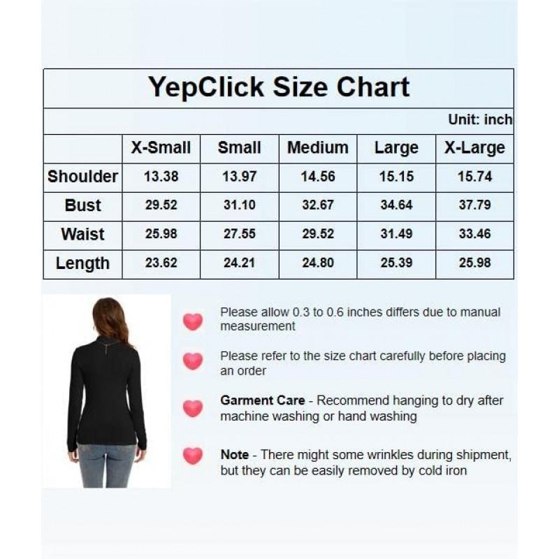 YepClick 여성용 긴 소매 모의 터틀넥 탑 기본 스트레치 슬림 피트 가볍고 아늑한 언더 레이어 티셔츠