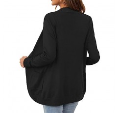 U.Vomade 여성용 카디건 오픈 프론트 긴 소매 곡선 밑단 카디건 스웨터 여성용 포켓 S-XL