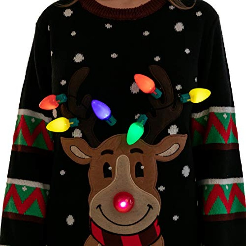 JOYIN 여성용 LED 조명 순록 추악한 크리스마스 스웨터 내장 전구