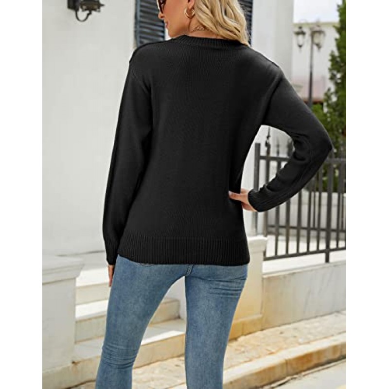 Shermie 여성용 풀오버 스웨터 긴 소매 크루 넥 귀여운 하트 니트 캐주얼 스웨터