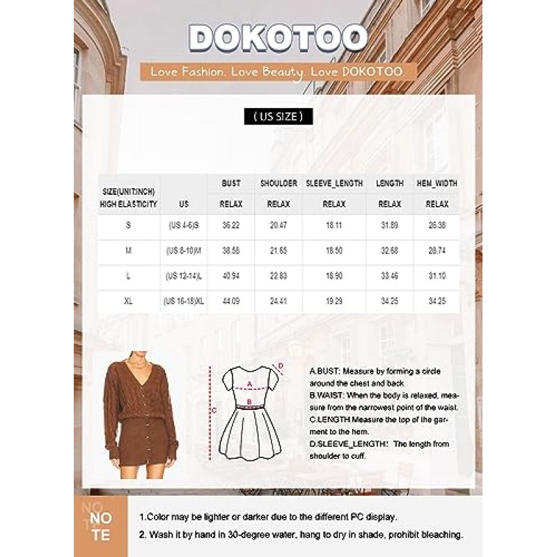 Dokotoo 스웨터 드레스 V 넥 긴 소매 니트 풀오버 스웨터 트렌디 버튼 Bodycon 미니 드레스