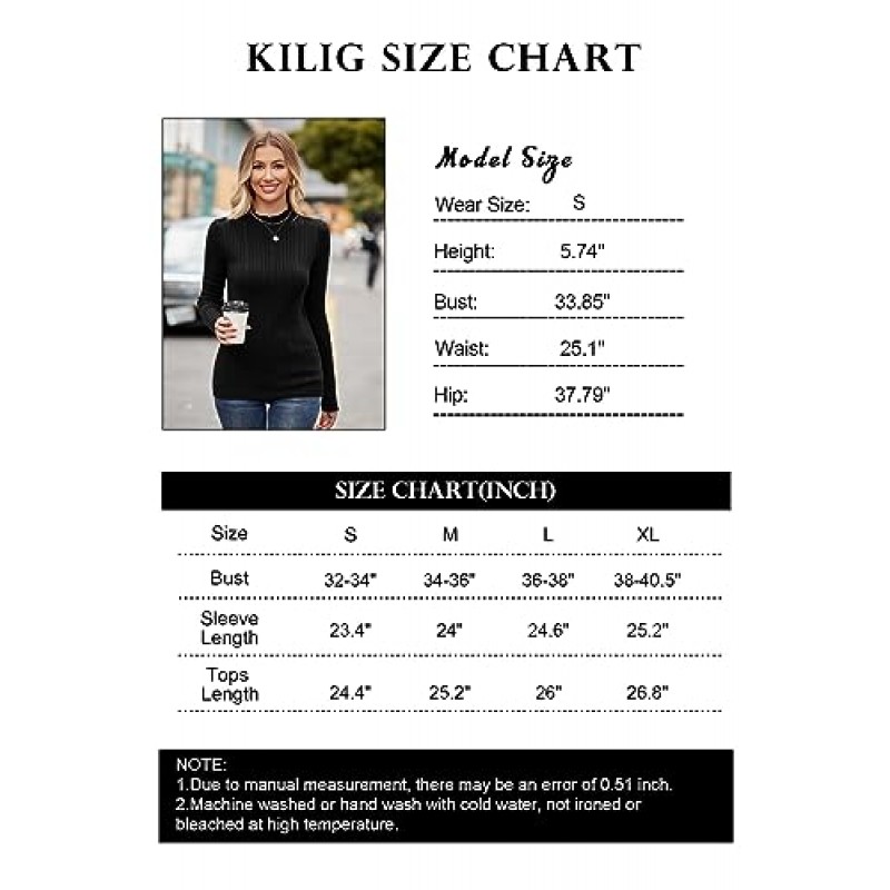KILIG 여성용 긴 소매 가을 모크넥 풀오버 스웨터 피팅 기본 터틀넥 스웨터 탑 패션
