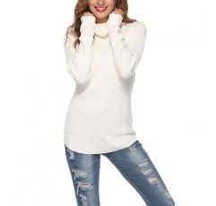 LYHNMW 여성 카울 넥 스웨터 터틀넥 긴 소매 경량 니트 신축성 루즈 피트 스웨터 풀오버 웜 탑