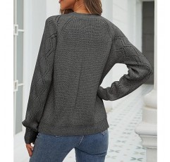 UEEKOOK 여성용 v 넥 크롭 니트 카디건 스웨터 캐주얼 오픈 프론트 긴 소매 어깨 걸이 탑 버튼 다운