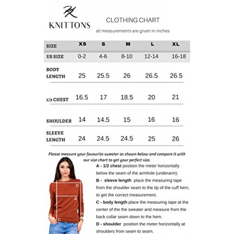 KNITTONS 여성용 캐시미어 소프트 메리노 울 스웨터 미드웨이트 250gr 크루넥 풀오버 탑