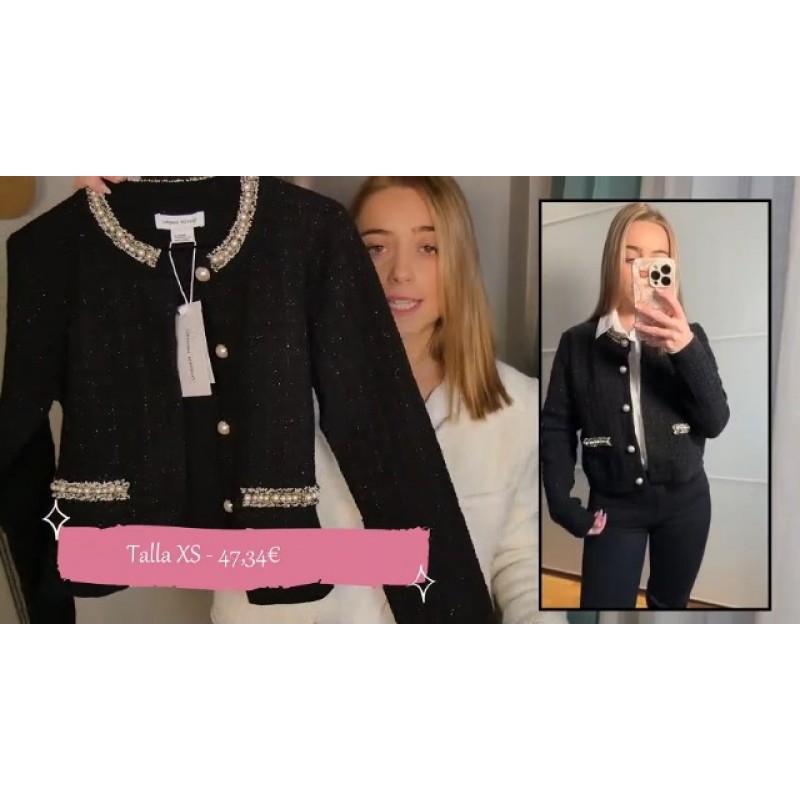 URBAN REVIVO 여성 2023 패션 진주 버튼 다운 자른 짧은 카디건 오픈 프론트 긴 소매 캐주얼 아우터 스웨터