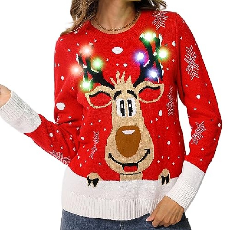 Acekid 여성용 플러스 사이즈 크리스마스 글로우 스웨터