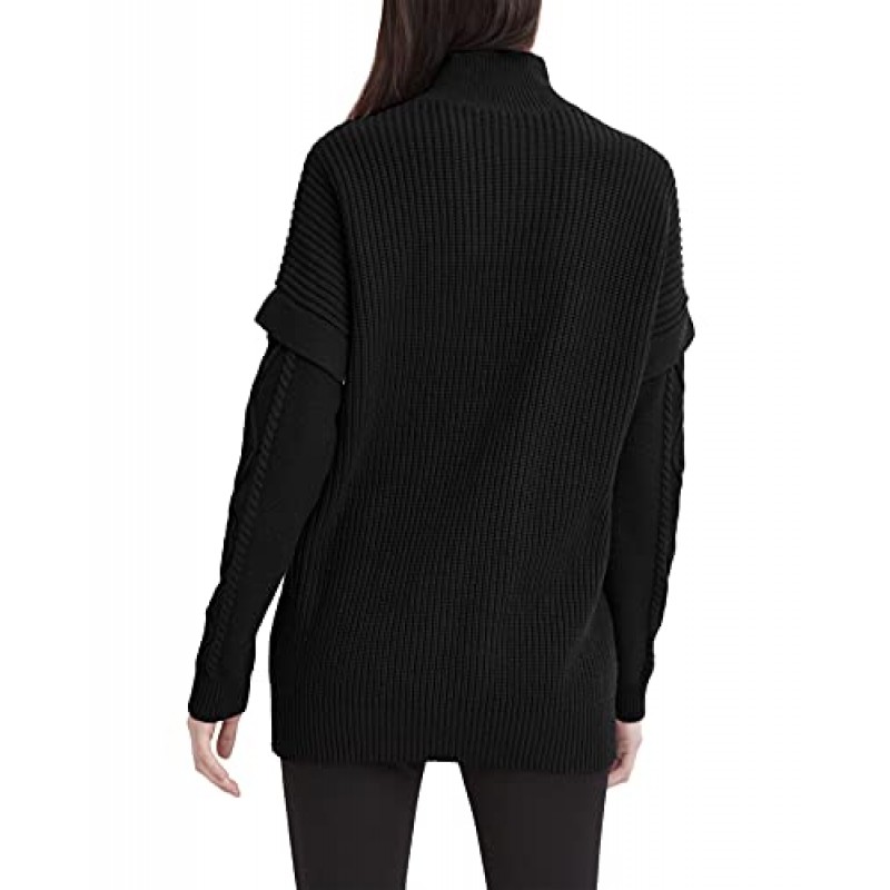 BCBGMAXAZRIA 여성용 긴팔 터틀넥 스웨터