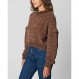 [BLANKNYC] 여성 여성 드롭 숄더 셔닐 크롭 스웨터, 편안하고 캐주얼한 점퍼