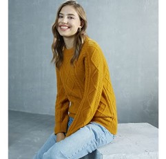 LINY XIN 여성용 100% 메리노 울 가을 겨울 따뜻한 소프트 니트 크루넥 풀오버 스웨터