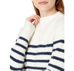 케이블 스티치 여성용 스트라이프 모크 넥 코지 스웨터