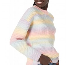 케이블 스티치 여성용 옴브레 스페이스 다이 크루넥 스웨터