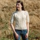 여성용 전통 아이리쉬 스웨터 반소매 케이블 니트 - 100% 메리노 울