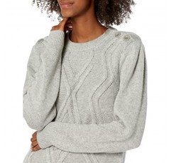 가을 필수품 여성 버튼 숄더 케이블 니트 풀오버 스웨터