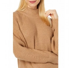 BCBGMAXAZRIA 여성용 릴렉스 긴 소매 모크 넥 스웨터