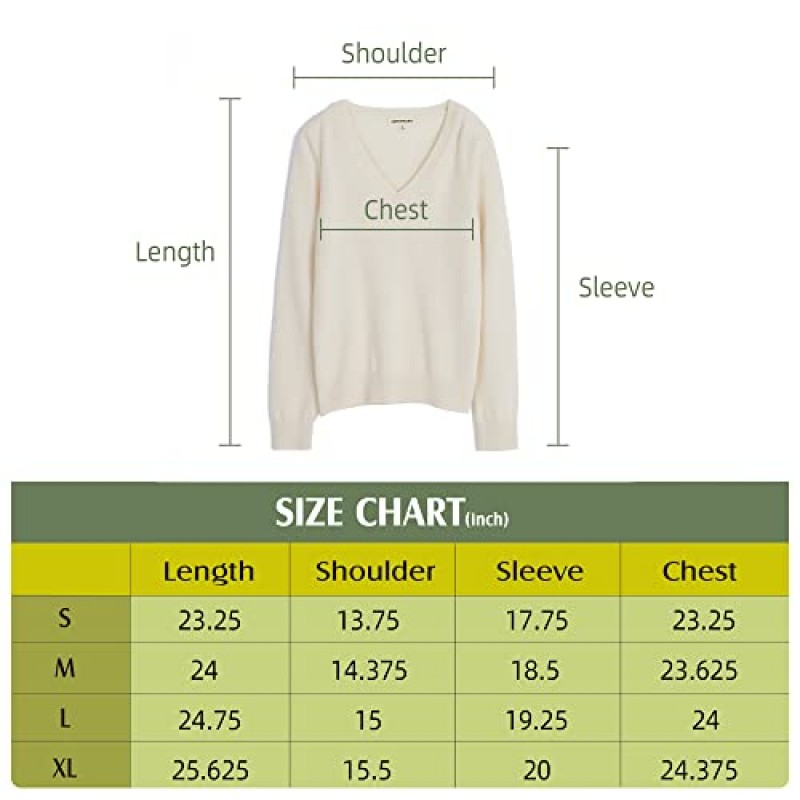 GreenMount 여성용 에센셜 V 넥 스웨터 100% 순수 캐시미어 긴 소매 풀오버 여성용 따뜻한 소프트 무염색 스웨터