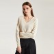 GreenMount 여성용 에센셜 V 넥 스웨터 100% 순수 캐시미어 긴 소매 풀오버 여성용 따뜻한 소프트 무염색 스웨터