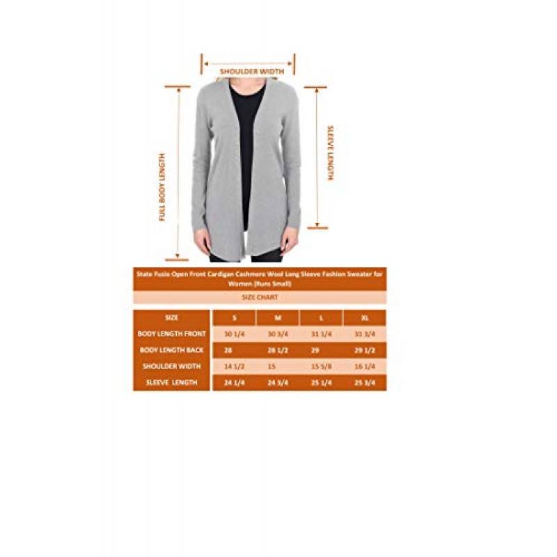 State Fusio 오픈 프론트 가디건 - 여성용 V넥 긴팔 패션 스웨터 - 퓨어 메리노 울 - 부드럽고 가벼운 제품