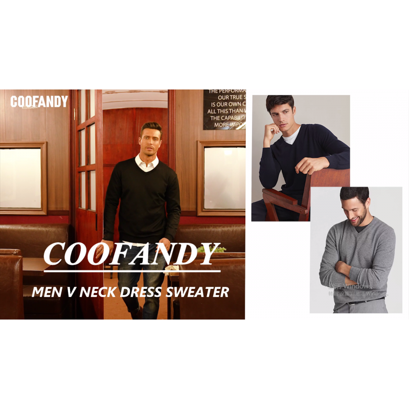 COOFANDY 남성 V 넥 드레스 스웨터 긴 소매 슬림핏 패션 풀오버 스웨터