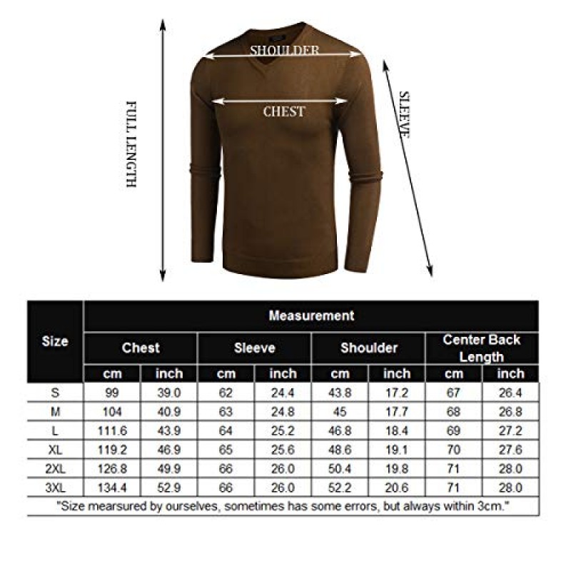 COOFANDY 남성 캐주얼 V 넥 스웨터 골지 니트 슬림핏 긴팔 풀오버 탑