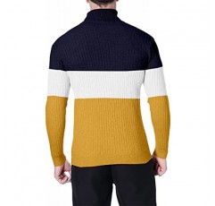 QZH.DUAO 남성 캐주얼 슬림핏 터틀넥 풀오버 스웨터, 트위스트 패턴 & 긴 소매 티셔츠