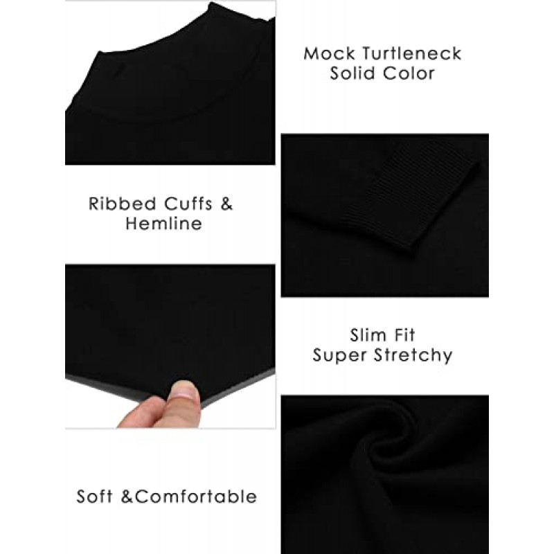COOFANDY 남성용 슬림핏 모의 터틀넥 풀오버 스웨터 캐주얼 기본 니트 보온 스웨터
