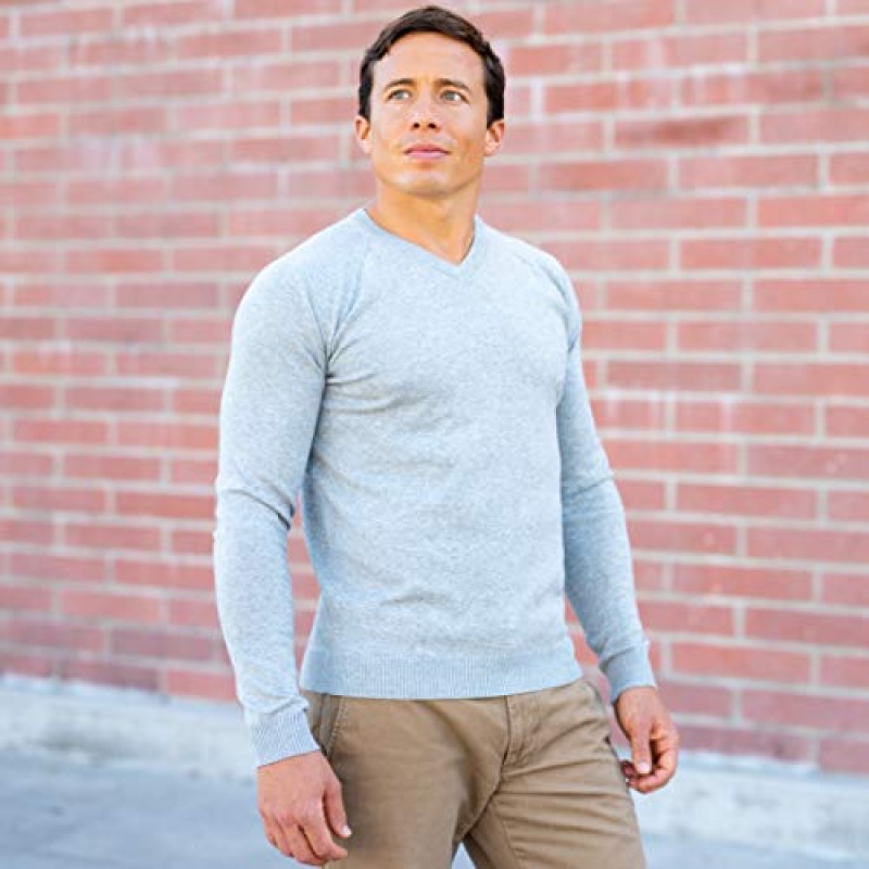 남성용 CC 퍼펙트 슬림핏 V 넥 스웨터 | 경량 통기성 남성 스웨터 | 남성용 소프트 핏 V넥 풀오버