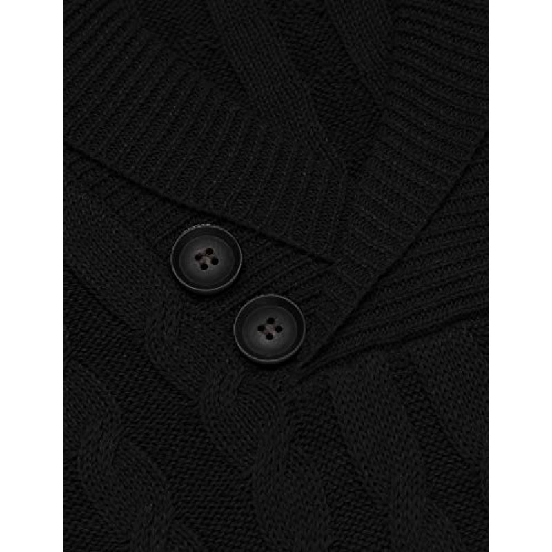 COOFANDY 남성용 숄 칼라 풀오버 스웨터 슬림핏 캐주얼 버튼 케이블 니트 스웨터