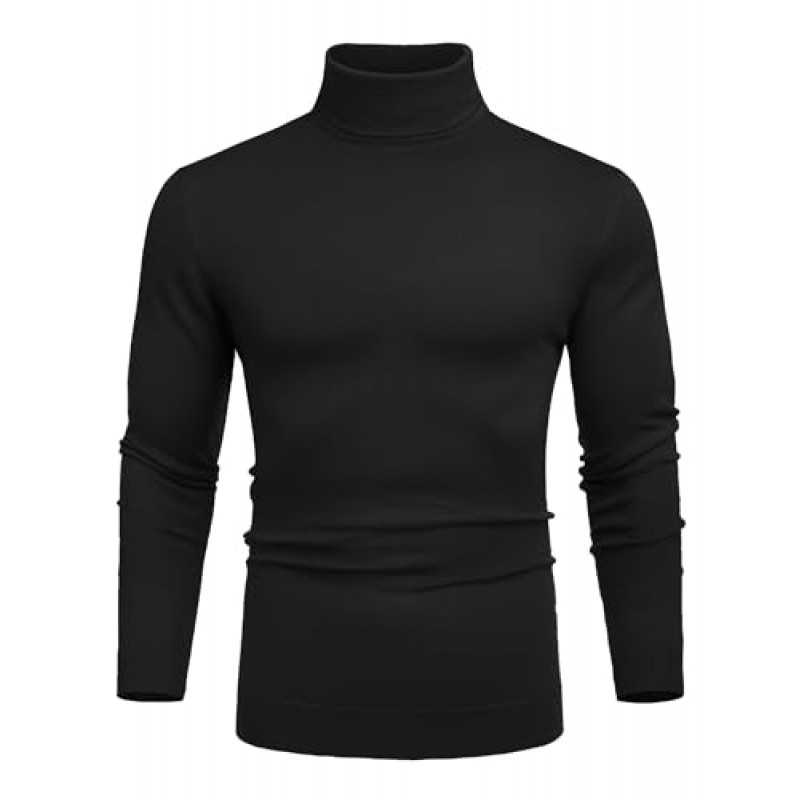 COOFANDY 남성 슬림핏 터틀넥 스웨터 캐주얼 기본 니트 긴팔 풀오버 스웨터