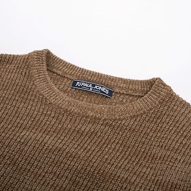 PJ PAUL JONES 남성용 크루넥 스웨터 긴 소매 빈티지 니트 풀오버 스웨터