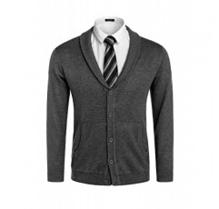 COOFANDY 남성 카디건 스웨터 숄 칼라 스웨터 탑 버튼 다운 포켓이 있는 니트 가디건