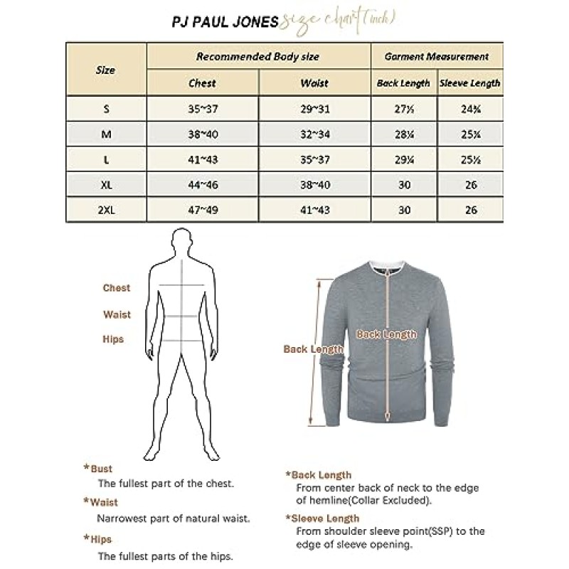 PJ PAUL JONES 남성 크루넥 드레스 스웨터 슬림핏 경량 울 블렌드 니트 스웨터
