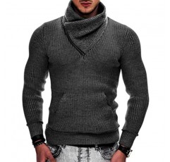 COOFANDY 남성용 니트 터틀넥 풀오버 숄 칼라 스웨터 슬림핏 포켓이 있는 하이 넥 후드