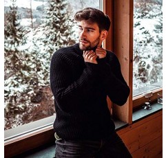 COOFANDY 남성 슬림핏 터틀넥 스웨터 캐주얼 트위스트 무늬 풀오버 니트 스웨터
