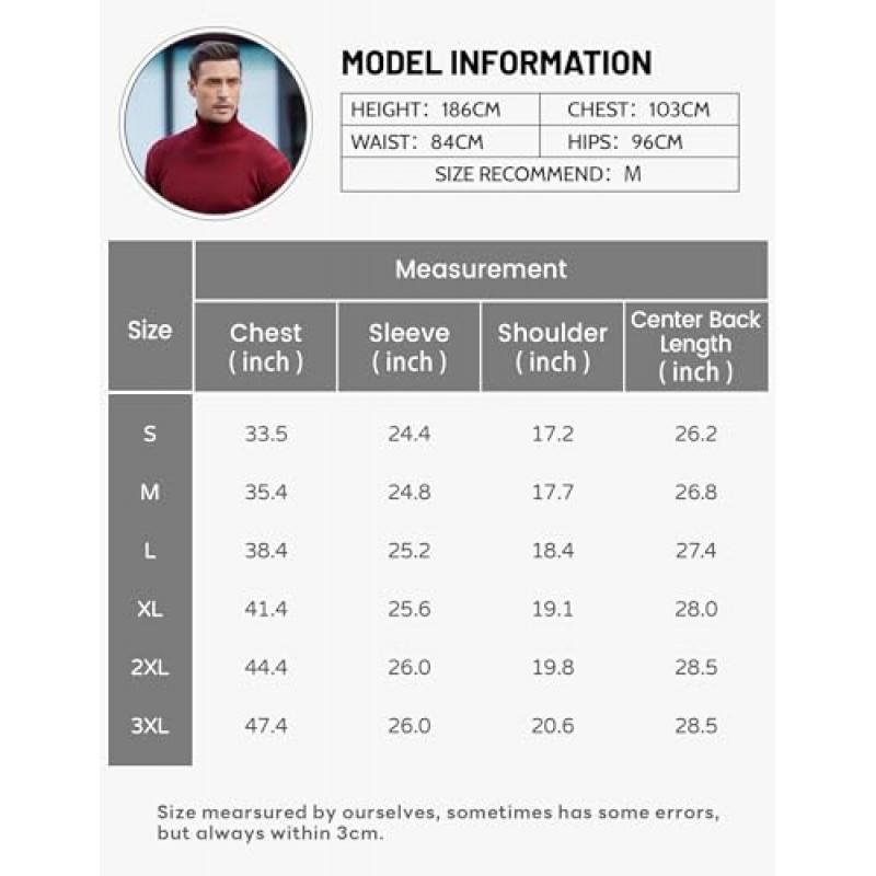COOFANDY 남성용 슬림핏 터틀넥 스웨터 골지 니트 하이 넥 풀오버 스웨터