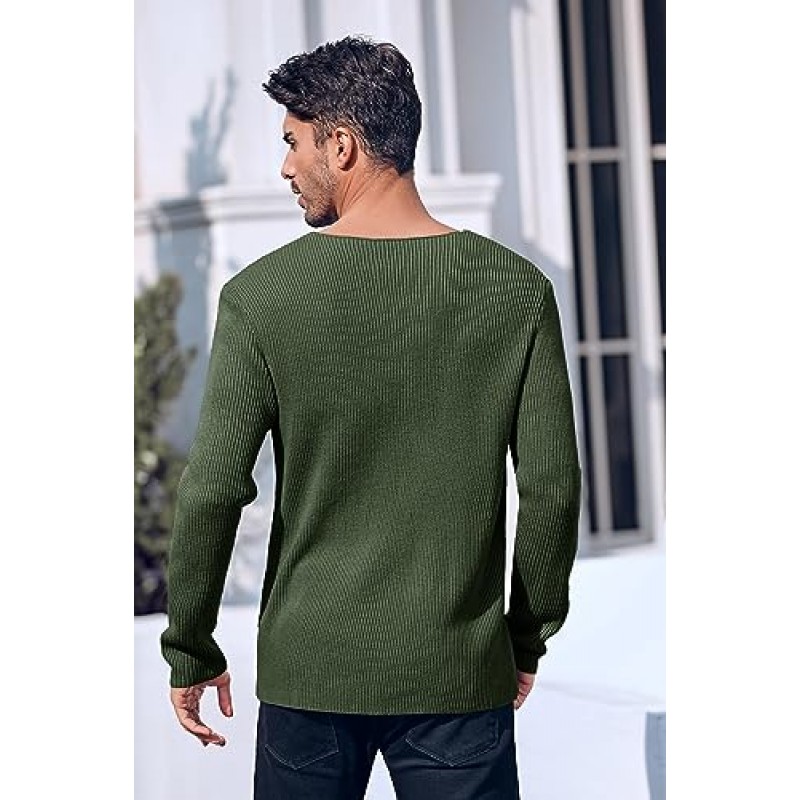 PASLTER 남성 V 넥 스웨터 슬림핏 경량 니트 풀오버 세련된 스웨터