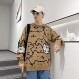 가을 코튼 애니메이션 스웨터 남자 빈티지 대형 스웨터 패션 streetwear 귀여운 고양이 만화 풀오버 남자 의류