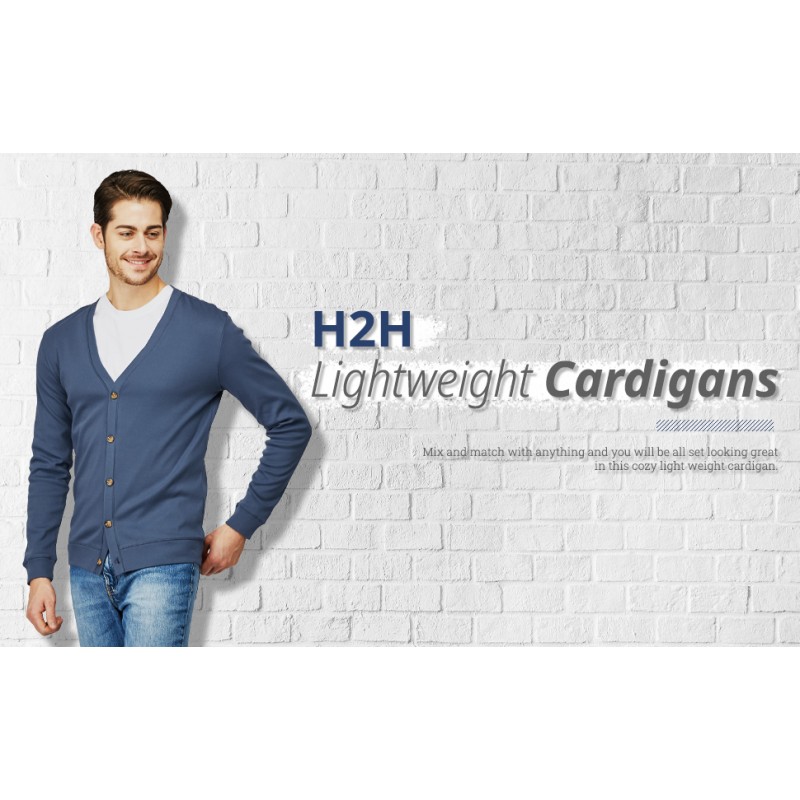 H2H 남성 캐주얼 슬림핏 가디건 브이넥 기본 디자인 긴팔 버튼다운